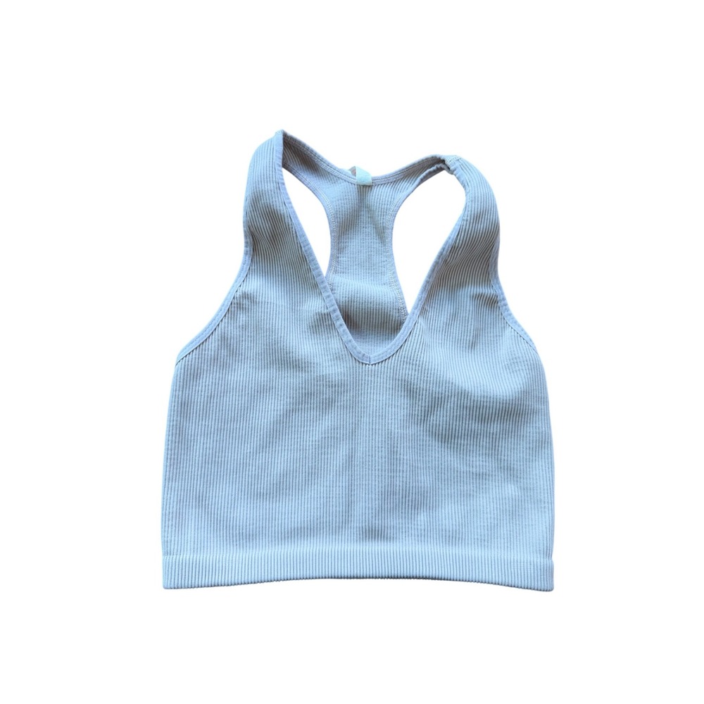 FP Movement Free People Happiness Runs Crop Tank Beige Ribbed Racerback Top XS S